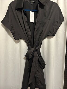 Dynamite Black Satin Tie-Waist Sleep Robe